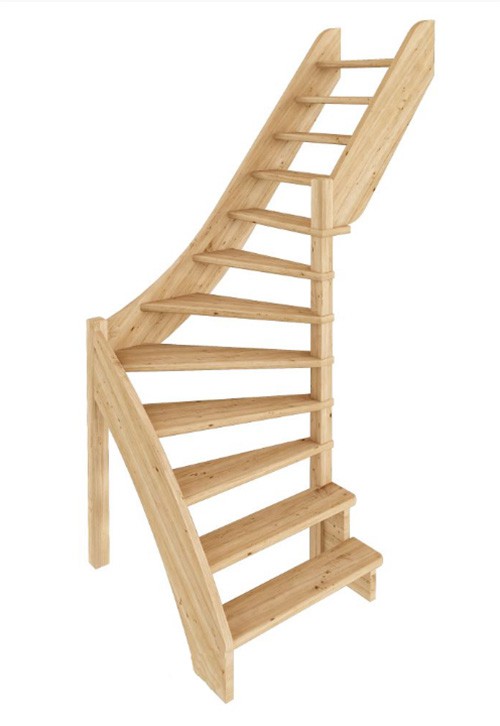 Лестница из сосны ЛС-92м (вариант №2) Правая Лестница из сосны ЛС-92м (вариант №2) Правая