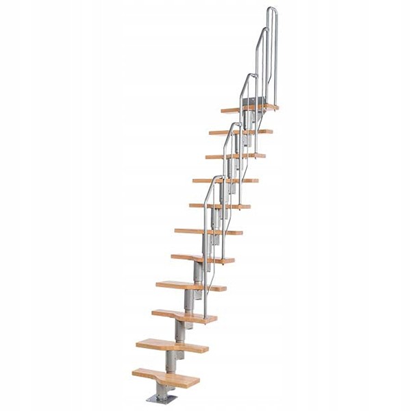 Модульная лестница ATHENA, 2220-2760 мм, 11 ступеней - бук, серебро Модульная лестница ATHENA, 2220-2760 мм, 11 ступеней - бук, серебро