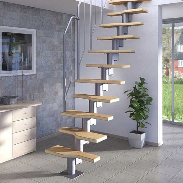 Модульная лестница ATHENA, 2220-2760 мм, 11 ступеней - бук, серебро Модульная лестница ATHENA, 2220-2760 мм, 11 ступеней - бук, серебро