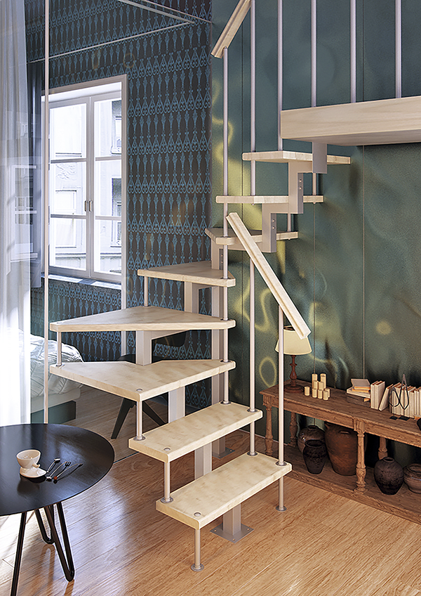 Модульная лестница высота 2700-2925 мм кв. профиль (поворот 180°) 12 ступеней, высота ступени 225 мм Модульная лестница высота 2700-2925 мм кв. профиль (поворот 180°) 12 ступеней, высота ступени 225 мм