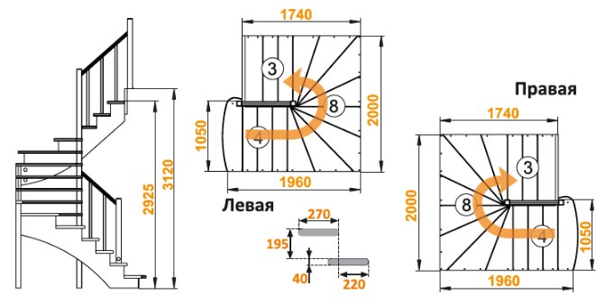 Лестница из сосны К-103м Левая Лестница из сосны К-103м Левая