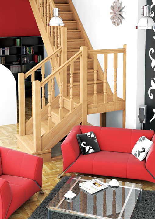 Деревянная межэтажная лестница ЛЕС-04 (поворот 90°) Деревянная межэтажная лестница ЛЕС-04 (поворот 90°)