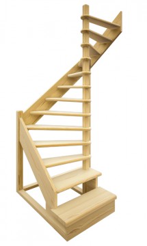 Деревянная межэтажная лестница ЛЕС-01 (поворот 180°)