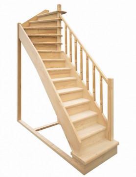 Деревянная межэтажная лестница ЛЕС-215 (поворот 90°)
