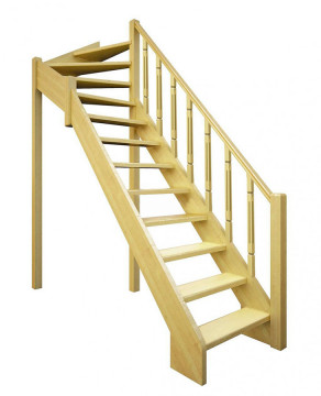 Деревянная межэтажная лестница Лес-715 (поворот 90°) Деревянная межэтажная лестница Лес-715 (поворот 90°)