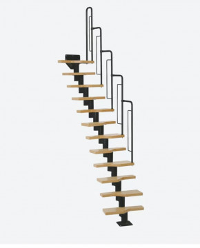 Модульная лестница ATHENA, 2220-2760 мм, 11 ступеней - бук, серебро