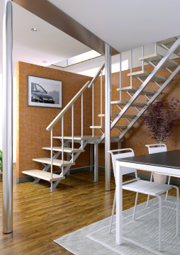 Комбинированная межэтажная лестница ЛЕС-05-3 (поворот 90°, высота 2,97 м)