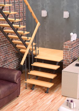 Комбинированная межэтажная лестница ЛЕС-06 (поворот 180°, высота 2,76 м)