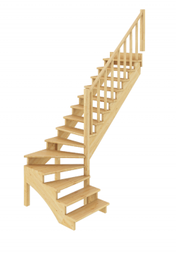Лестница из сосны К-001м (вариант №3) Правая Лестница из сосны К-001м (вариант №3) Правая