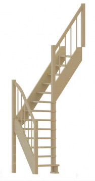 Лестница из сосны  ЛС-91м +2 (Вариант №3) Правая