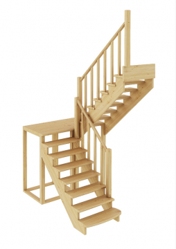 Лестница из сосны К-004м (вариант №1) Правая Лестница из сосны К-004м (вариант №1) Правая