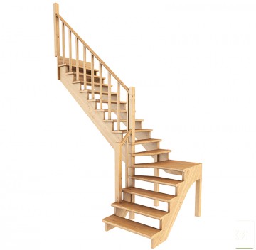 Лестница из сосны К-031м (вариант №4) Левая